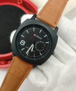Brown Strap Synthetic Leather Analog Watch For Men Stylish, Unique Army Military Mens Styles Water Resistant Watches For Boys﻿
